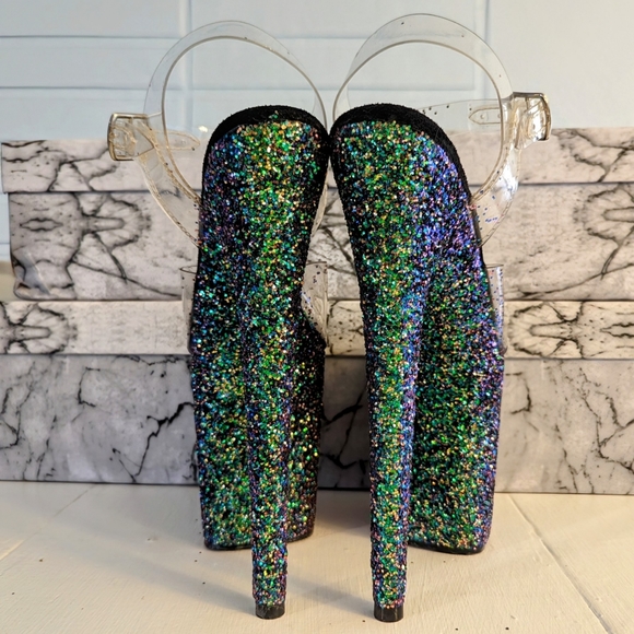 Custom Glitter Flamingo 808 8" Stripper Pole Dance Stiletto Heels Size 6 - Picture 4 of 5